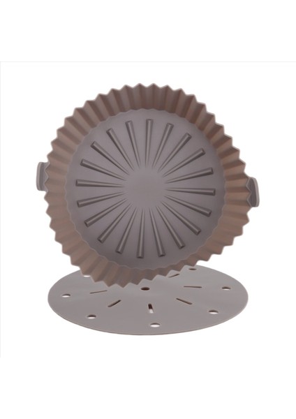Hava Fritöz Astarı, 10 Inç Yeniden Kullanılabilir Silikon Hava Fritöz Tenceresi, Yapışmaz Yağ Filtresi Tasarımı, Hava Fritözü Kahverengi Için 22CM (Yurt Dışından)