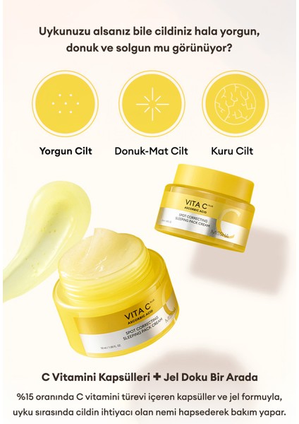 Leke Karşıtı C Vitamini İçerikli Uyku Maskesi Vita C Plus Spot Correcting Sleeping Pack Cream