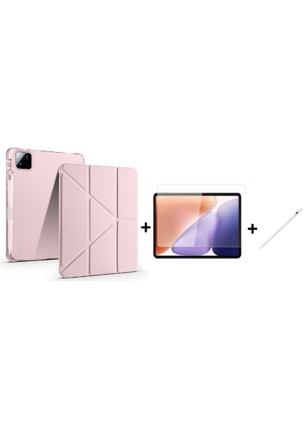 Xiaomi Pad 7 / 7 Pro Uyumlu Kalem Bölmeli Standlı Kılıf + Ekran Koruyucu + Dokunmatik Kalem