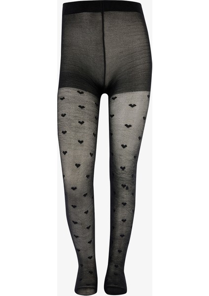 Pretty Mini Heart Siyah Külotlu Çorap
