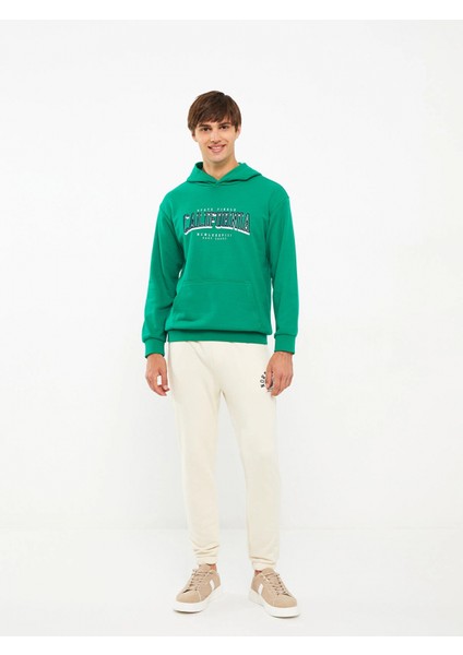 Xsıde Yeşil Uzun Kollu Baskılı Erkek Hoodie