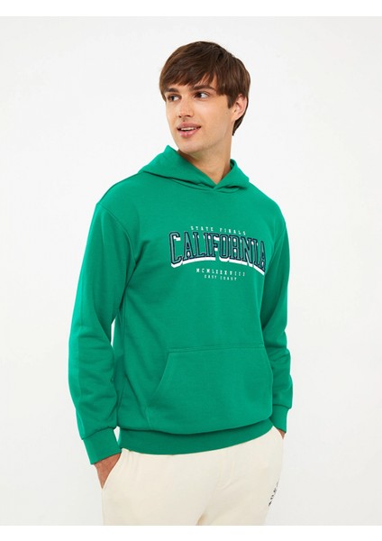 Xsıde Yeşil Uzun Kollu Baskılı Erkek Hoodie modelleri