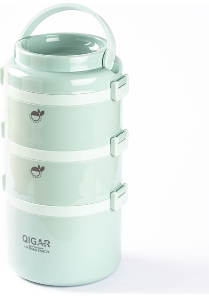 012-01-3 Katlı Paslanmaz Çelik Yuvarlak Yemek Taşıma Kabı 2.7l