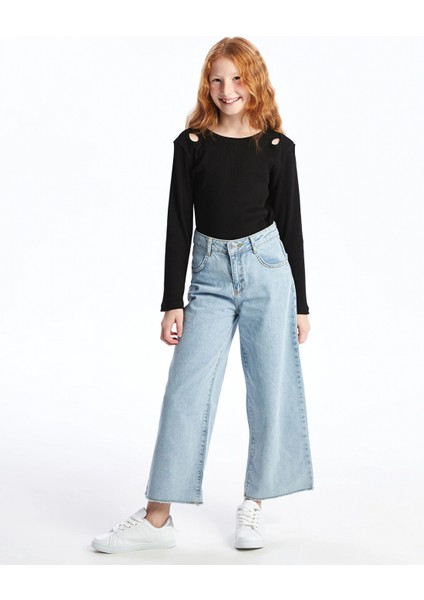 Lcw Kids Siyah Bisiklet Yaka Basic Uzun Kollu Kız Çocuk Tişört fiyatları