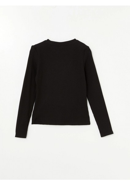 Lcw Kids Siyah Bisiklet Yaka Basic Uzun Kollu Kız Çocuk Tişört fırsatları