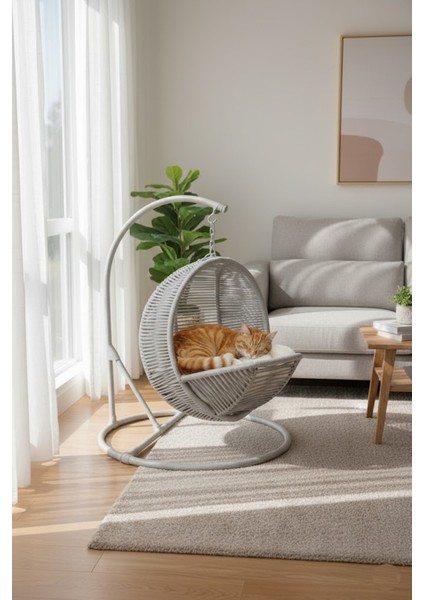 Pet Lüxperi Kedi Salıncağı & Kedi Yatağı & Kafesi 38X45X65 cm Açık Gri