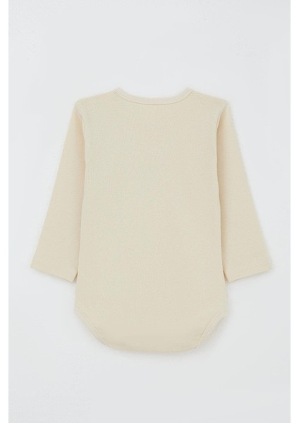 Erkek Bebek Çıtçıtlı Zıbın Body Maymuncuk Baskılı 9 Ay-3 Yaş, Krem