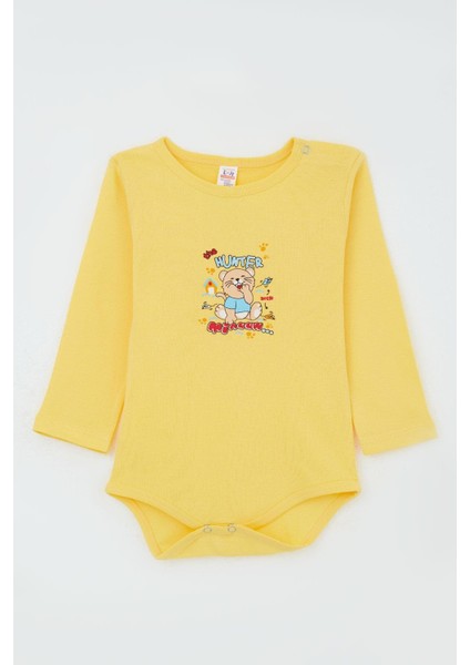 Erkek Bebek Çıtçıtlı Body Avcı Kedicik Baskılı 9 Ay-3 Yaş, Sarı indirimleri