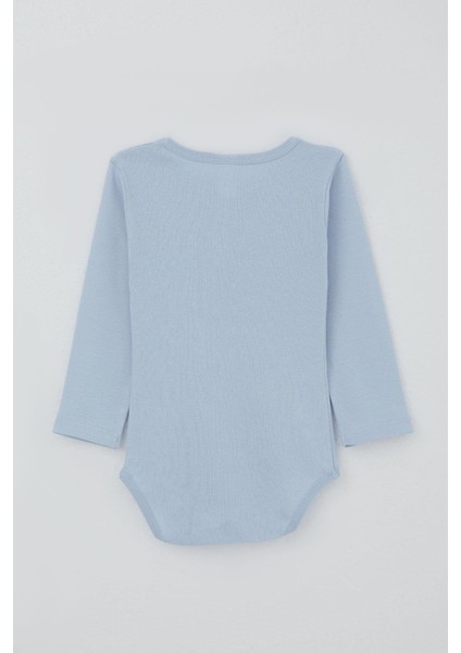 Erkek Bebek Çıtçıtlı Zıbın Body Avcı Kedicik Baskılı 9 Ay-3 Yaş, Açık Mavi