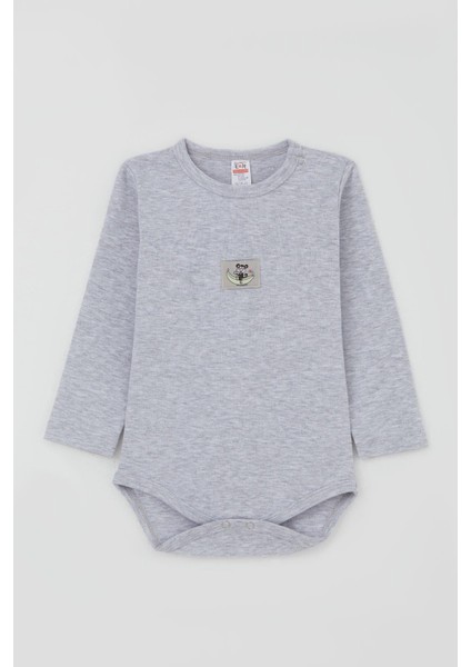 Erkek Bebek Çıtçıtlı Zıbın Body Maymuncuk Baskılı 9 Ay-3 Yaş, Açık Gri Melanj fırsatları