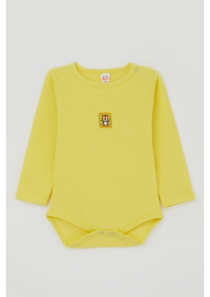 Erkek Bebek Çıtçıtlı Zıbın Body Aslancık Baskılı 9 Ay-3 Yaş, Neon Sarı fırsatları