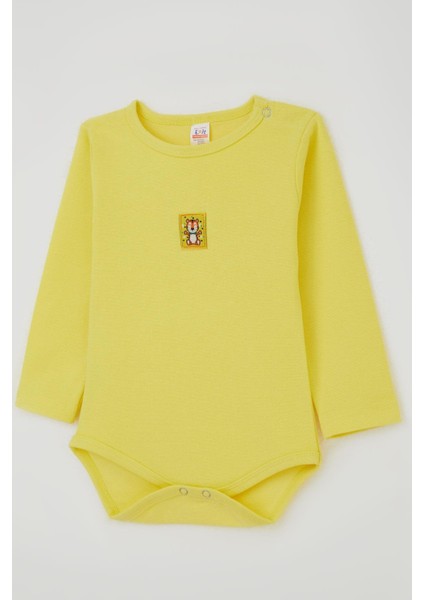 Erkek Bebek Çıtçıtlı Zıbın Body Aslancık Baskılı 9 Ay-3 Yaş, Neon Sarı