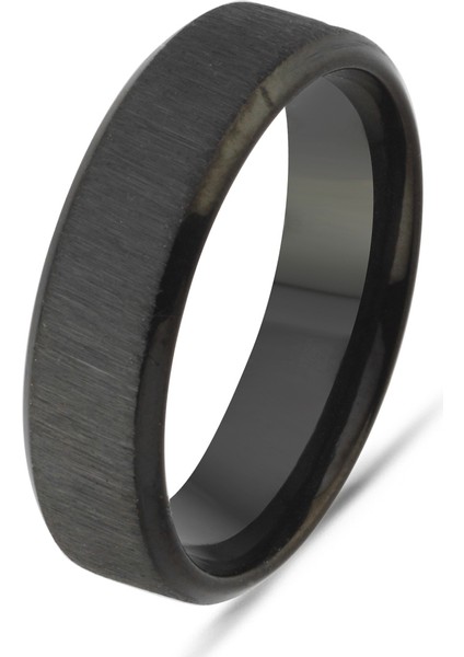 6mm Köşeli Fırçalanmış Mat Düz Kadın Erkek Çelik Alyans Yüzük CL47