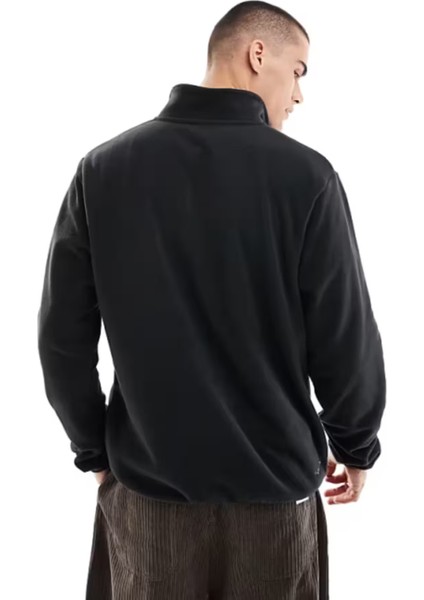 Air Half-Zip Fleece Bol Kesim Siyah Polar Erkek Sweatshirt fiyatları