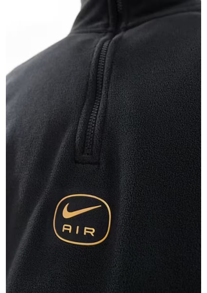 Air Half-Zip Fleece Bol Kesim Siyah Polar Erkek Sweatshirt modelleri
