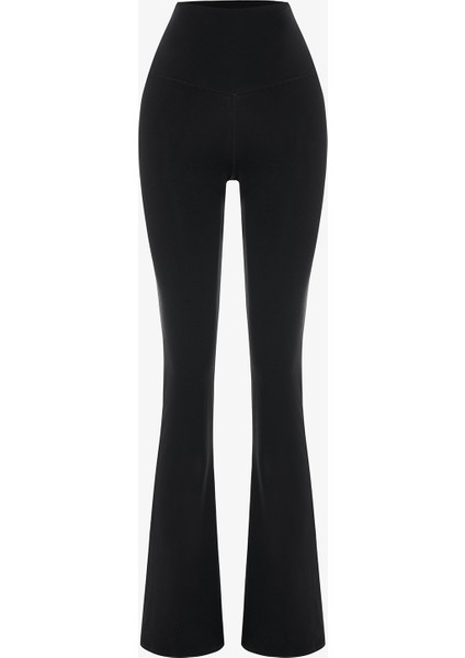 Siyah Yüksek Bel Dar Kesim Modal Ispanyol Paça Eşofman Altı