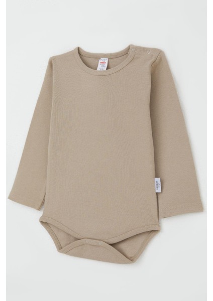 Erkek Bebek Çıtçıtlı Body Basic 9 Ay-3 Yaş, Vizon