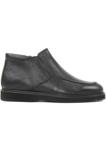 Erkek Siyah Fermuarlı Deri Bot