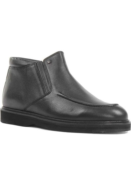 Erkek Siyah Fermuarlı Deri Bot