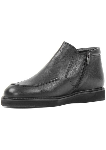 Erkek Siyah Fermuarlı Deri Bot