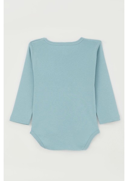 Erkek Bebek Çıtçıtlı Zıbın Body Havalı Ayıcık Baskılı 9 Ay-3 Yaş, Petrol Mavisi