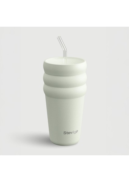 3 Bubble Two-Cap Straw Tumbler Çelik Termos 600 ml Lightest Sky ST-247