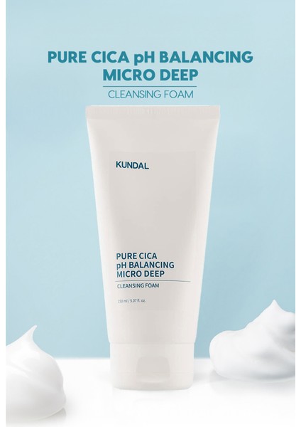 Hafif Asidik Formüle Sahip Köpük Temizleyici KUNDAL Pure Cica pH Balancing Micro Deep Cleansing Foam