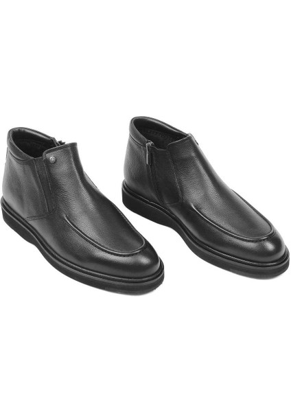 Erkek Siyah Fermuarlı Deri Bot