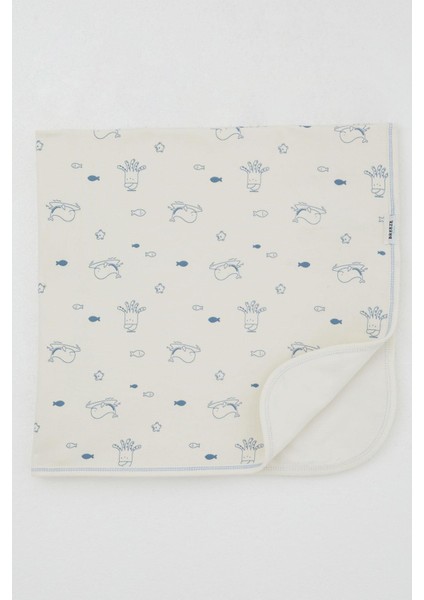 Yenidoğan Bebek Battaniyesi Sevimli Deniz Hayvanları Desenli Standart, Krem fiyatları