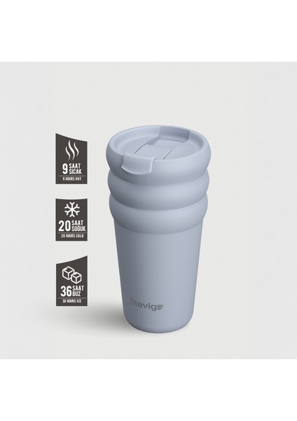 3 Bubble Two-Cap Straw Tumbler Çelik Termos 600 ml Zen Blue ST-246 fiyatları