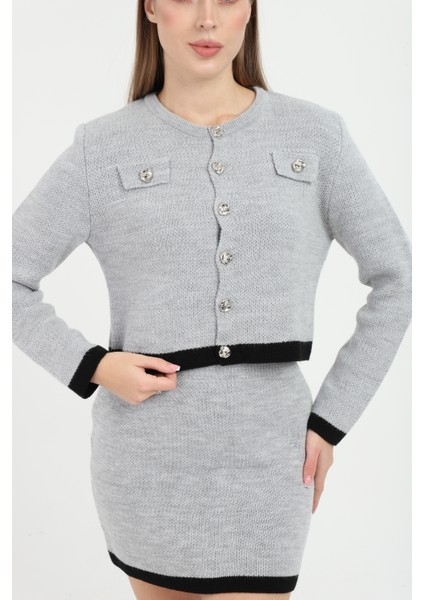 Kadın Hırka Etekli Takım Düğmeli Takma Cepli Düğmeli Takım fiyatları