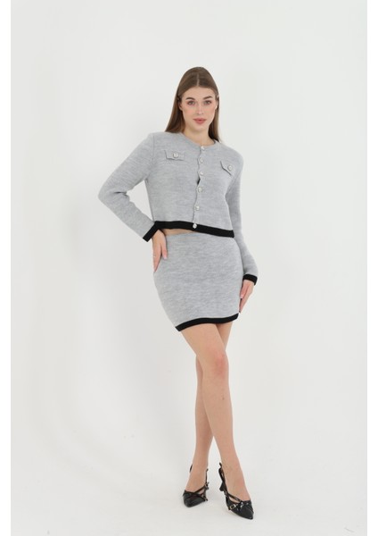 Kadın Hırka Etekli Takım Düğmeli Takma Cepli Düğmeli Takım indirimleri