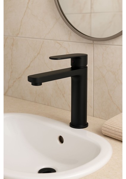Mat Siyah Banyo Lavabo Bataryası | Tek Kollu Modern Musluk | Dayanıklı Pirinç Gövde fiyatları