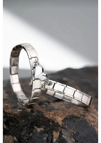 2li Mıknatıslı Kalp Sevgili Çift Charm Celik Italyan Charmı SCB35