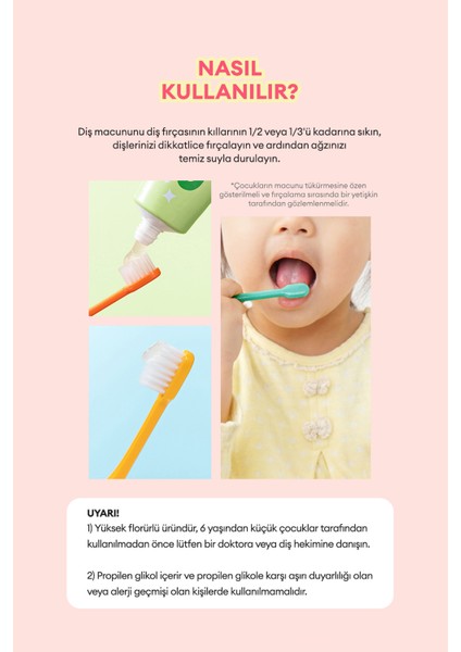 Renkli, Çürüklere Karşı Etkili Çocuk Diş Macunu KUNDAL Chicka Smile Kids Toothpaste (Peach)