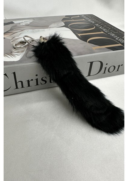 Gümüş Rengi Uzun Tüy Çanta Aksesuarı (15CM)