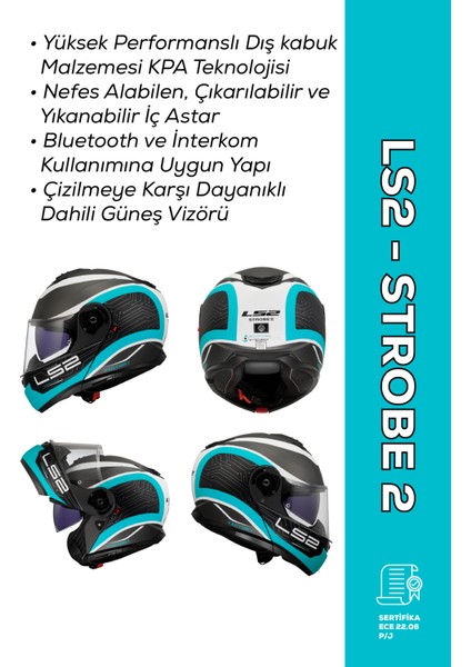 Strobe 2 Vıctory Metal Mavi Çene Açılır Motosiklet Kaskı