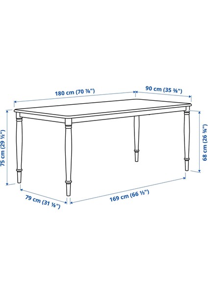 Danderyd Yemek Masası Siyah 180 x 90 Cm 6 8 Kişilik fiyatları