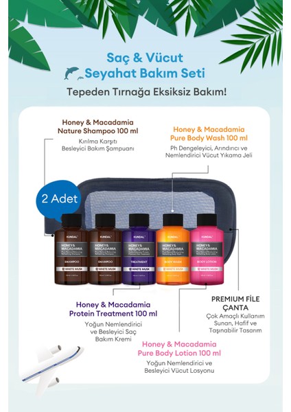 Saç & Vücut Seyahat Bakım Seti KUNDAL Travel Kit (White Musk)