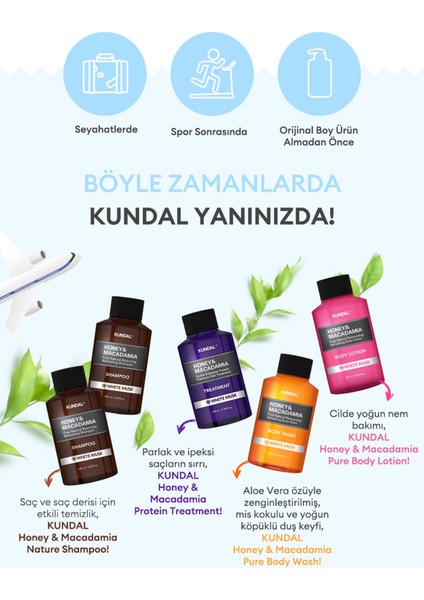 Saç & Vücut Seyahat Bakım Seti KUNDAL Travel Kit (White Musk)