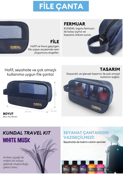 Saç & Vücut Seyahat Bakım Seti KUNDAL Travel Kit (White Musk)