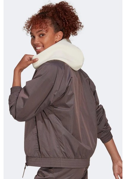 Women's New Woven Full Zip Tt Jacket Kadın Bol Kesim Dokuma Spor Ceket Gül Kurusu fırsatları