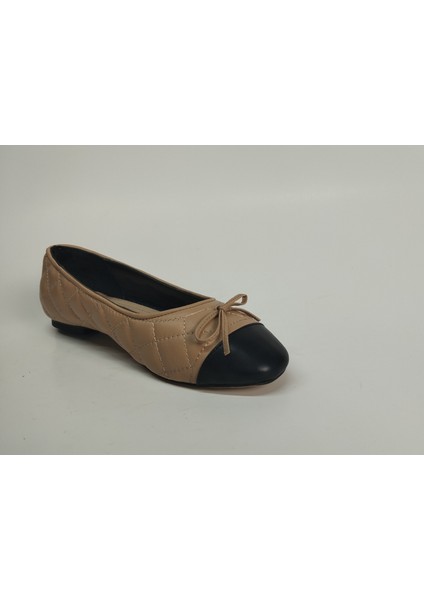 Ayakkabı Kadın Hakiki Deri Bej Kapitone Ayakkabı