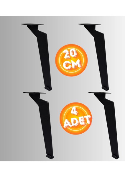 20 cm Metal Tabanca Ayak Koltuk Ayağı Mobilya Ayağı Ünite Ayağı Konsol Ayağı Puf Berjer Ayağı ( 4 Adet )