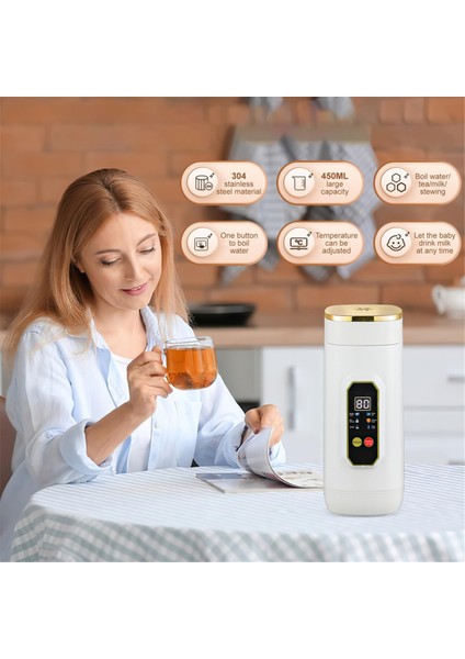 Seyahat Su Isıtıcısı, Küçük, 450 Ml, 6 Sıcaklık Ayarlı, LED Ekranlı, Çay, Kahve, Kamp ve Ab Fişi Için Taşınabilir Mini Su Isıtıcısı (Yurt Dışından) fiyatları