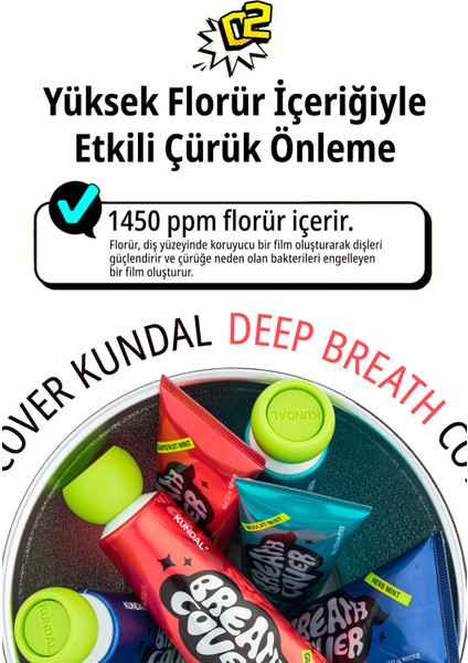 Bitkisel Özlü, Nane Aromalı Diş Macunu KUNDAL Deep Breath Cover Toothpaste (Muscat Mint)
