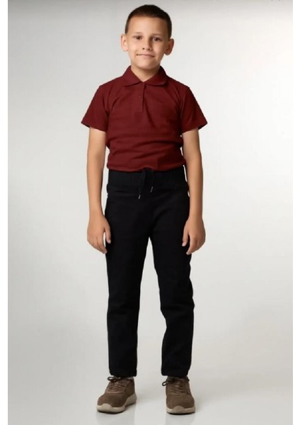 Çocuk Beli Ribanalı Tam Lastikli Kanvas Kumaş Günlük ve Okul Pantolonu