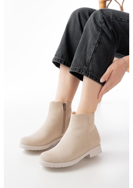 165-204 Bej Süet Fermuarlı Günlük Kadın Bot fiyatları