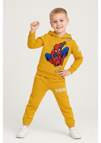 Erkek Çocuk Örümcek Adam Baskılı Kapüşonlu Eşofman Takımı | Rahat ve Şık Günlük Takım