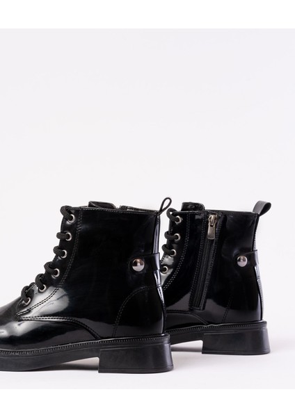 02-2003 Siyah Rugan Bağcıklı Fermuarlı Günlük Kadın Bot indirimleri